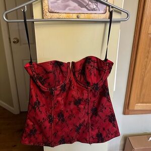 Vintage Fredericks Of Hollywood Floral Corset Strapless Bustier Top